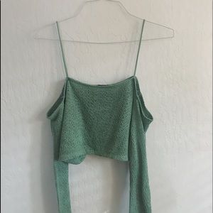 long sleeve off the shoulder crop